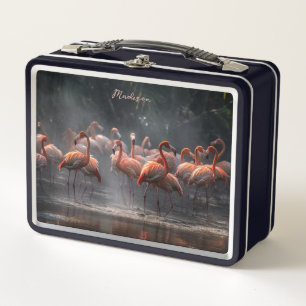 Tropische Flamingos benutzerdefinierter Name Metall Brotdose
