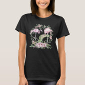 Tropische Flamingos-Blume T-Shirt (Vorderseite)