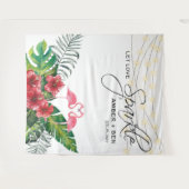 Tropische Flamingos-String-Lights Hochzeit Wandteppich (Vorderseite (Horizontal))