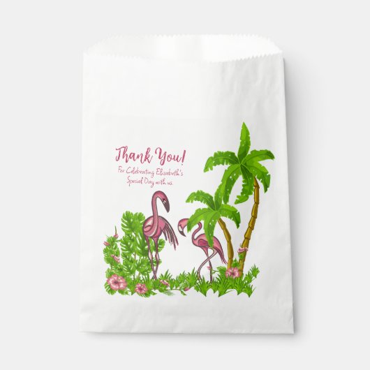 Tropische Flamingos und Blume bevorzugen Flaggen Geschenktütchen (Vorderseite)