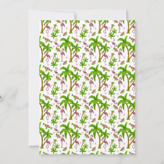 Tropische Flamingos und Blume Einladung (Rückseite)