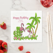 Tropische Flamingos und Blume Papier Napkin Serviette (Beispiel)
