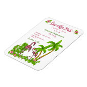 Tropische Flamingos und Blume Save the Date Magnet (Linke Seite)