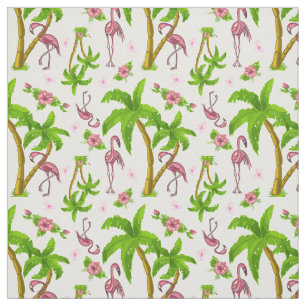 Tropische Flamingos und Blume Stoff