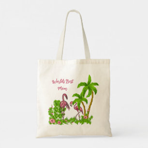 Tropische Flamingos und Blume Tote Tasche