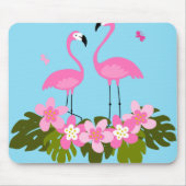 Tropische Flamingos und Blumenbilder Mousepad (Vorne)