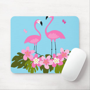 Tropische Flamingos und florale Illustration Mousepad
