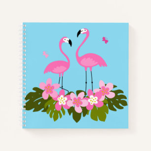 Tropische Flamingos und florale Illustration Notizblock
