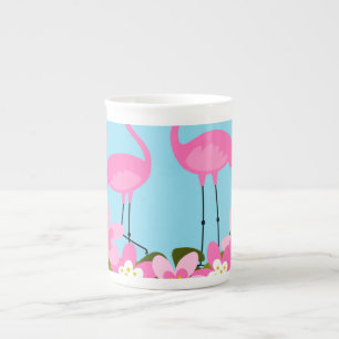 Tropische Flamingos und florale Illustration Porzellantasse