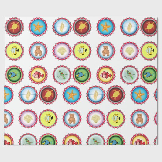 Tropische Flaschenkappen Design Ozean und Wildtier Geschenkpapier (Flach)
