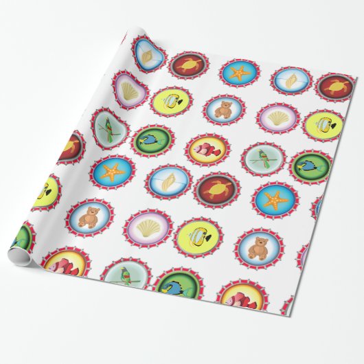 Tropische Flaschenkappen Design Ozean und Wildtier Geschenkpapier (Ungerollt)