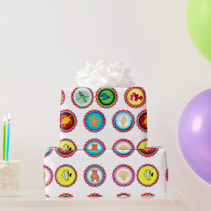 Tropische Flaschenkappen Design Ozean und Wildtier Geschenkpapier