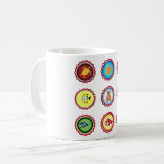 Tropische Flaschenkappen Design Ozean und Wildtier Kaffeetasse (Vorderseite Links)