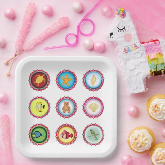 Tropische Flaschenkappen Design Ozean und Wildtier Pappteller (Party)