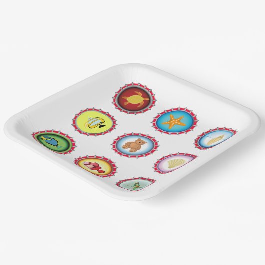 Tropische Flaschenkappen Design Ozean und Wildtier Pappteller (Gewinkelt)