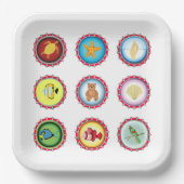 Tropische Flaschenkappen Design Ozean und Wildtier Pappteller (Vorderseite)