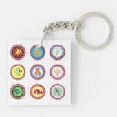 Tropische Flaschenkappen Design Ozean und Wildtier Schlüsselanhänger (Rückseite)