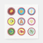 Tropische Flaschenkappen Design Ozean und Wildtier Serviette (Vorderseite)