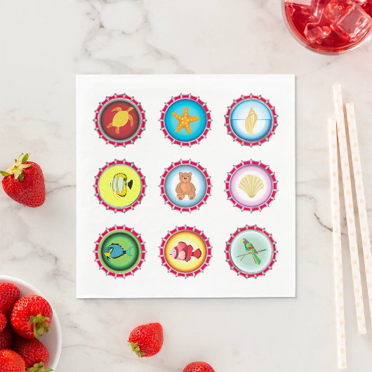 Tropische Flaschenkappen Design Ozean und Wildtier Serviette