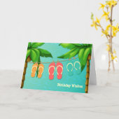 Tropische Flip Flops Geburtstag Karte (Gelbe Blume)