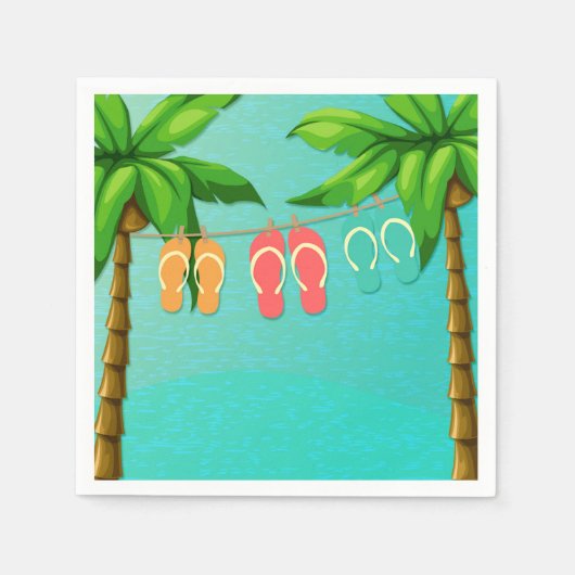 Tropische Flip Flops Serviette (Vorderseite)