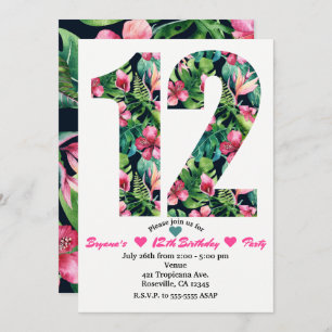 Tropische Flora 12 12. Geburtstagsparty Einladung