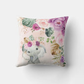 Tropische Flora Elefant Baby Birth Stats Kissen (Rückseite)