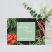 Tropische Flora, erdige Farben, modern, Hochzeit, Dankeskarte (Stehend Vorderseite)