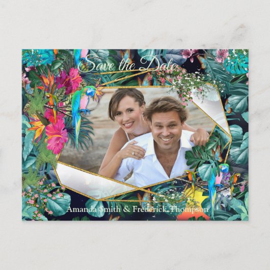 Tropische Flora Paradies & Vögel Ankündigungspostkarte (Vorderseite)