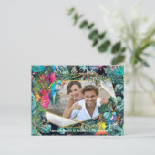 Tropische Flora Paradies & Vögel Ankündigungspostkarte (Stehend Vorderseite)