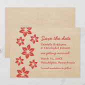 Tropische Flora Save the Date einladen, rot (Vorne/Hinten)