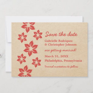 Tropische Flora Save the Date einladen, rot