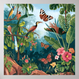 Tropische Flora und Fauna der hispanischen Landsch Poster