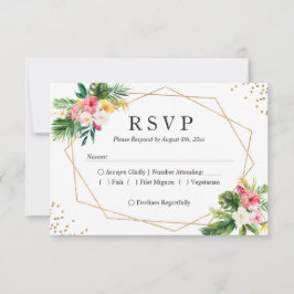 Tropische florale Blätter Moderne Hochzeitserie RS RSVP Karte