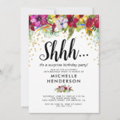 Tropische florale Erwachsenenüberraschung Geburtst Einladung (Vorderseite)