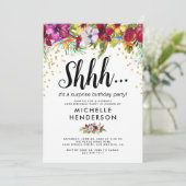 Tropische florale Erwachsenenüberraschung Geburtst Einladung (Stehend Vorderseite)