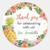 Tropische florale Geburtstagsaufkleber Runder Aufkleber (Vorderseite)