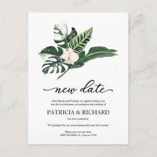 Tropische Florale Hochzeit Verschiebung Neuer Term Postkarte