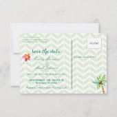 Tropische Florale Hochzeitseinladung zum Vormerken Einladung (Rückseite)