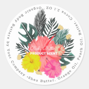 Tropische Florale Körperbutter-Bade-Seifen-Brandin Runder Aufkleber