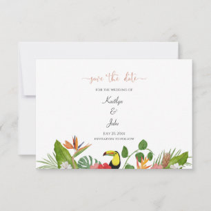 Tropische Florale Save-the-Date-Karte Dankeskarte