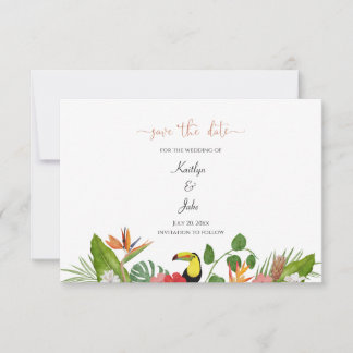 Tropische Florale Save-the-Date-Karte Dankeskarte