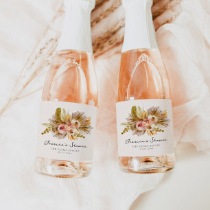 Tropische Florale Vintage-Brautparty Schaumweinetikett