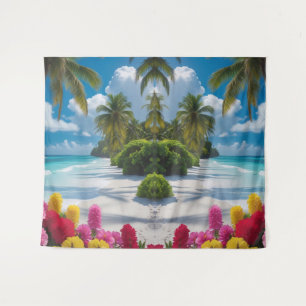 "Tropische Flucht: Ocean Bloom Wall Tapestes Wandteppich