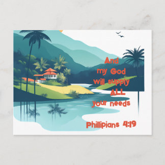 Tropische Fluss Philipper 4:19 Postkarte