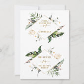 Tropische Foliage Gold Hochzeit vorbehaltenes Zelt (Vorderseite)