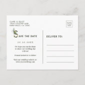 Tropische Foliage Hochzeit speichern Sie das Datum Ankündigungspostkarte (Rückseite)