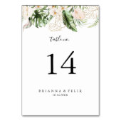 Tropische Foliage-Hochzeit Tischnummer (Rückseite)