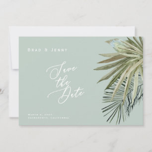 Tropische Foliage Lichtsäge Hochzeit speichern Sie Save The Date
