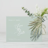 Tropische Foliage Lichtsäge Hochzeit speichern Sie Save The Date (Stehend Vorderseite)